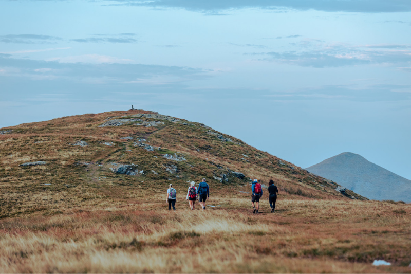 Walkers on north barrule, Isle of Man summit
